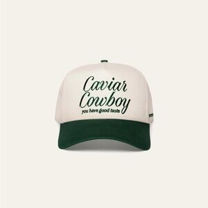 Eleven Eleven CAVIAR COWBOY CAP IN BEIGE & FOREST GREEN